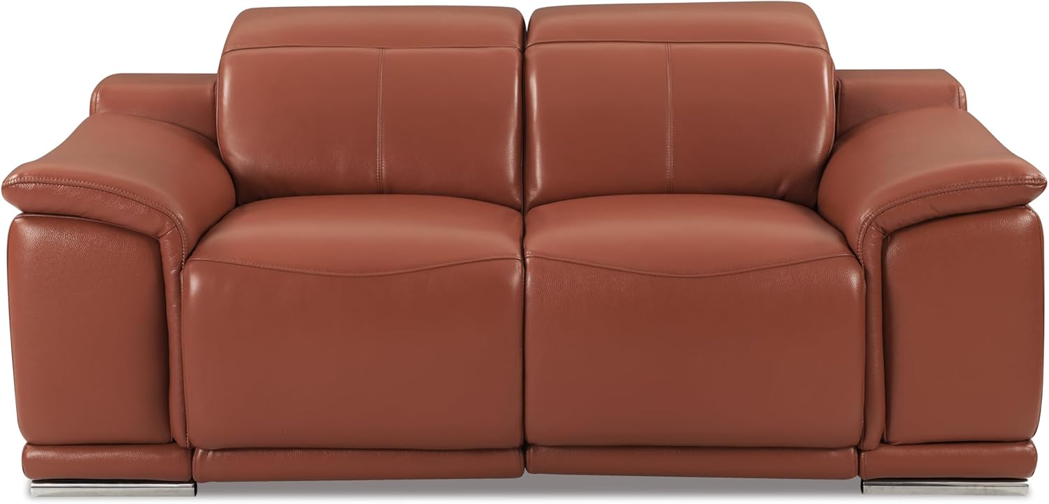Genuine Italian Leather Power Reclining Loveseat L895