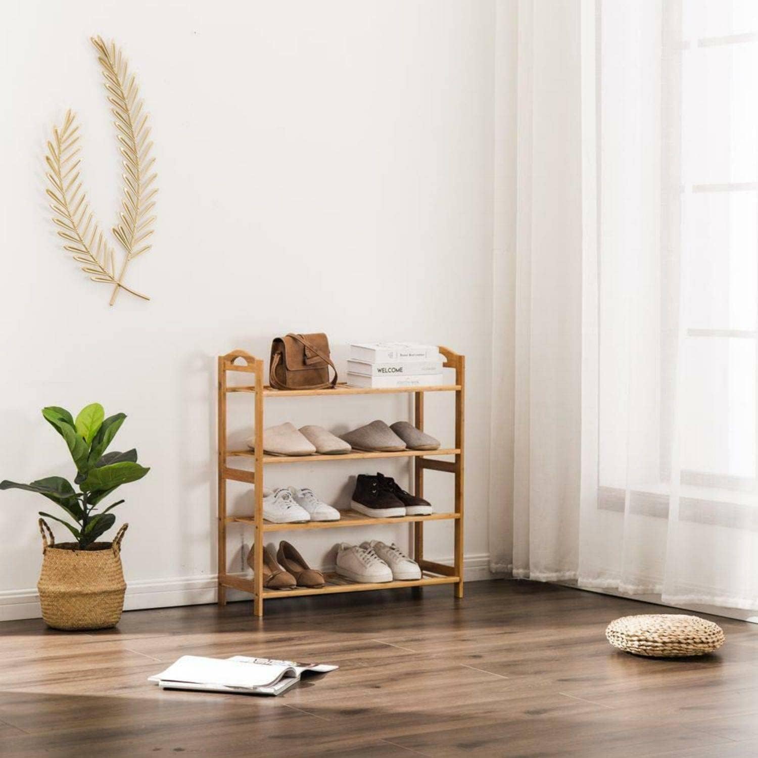 4 Tier Natural Bamboo Shoe Rack I832