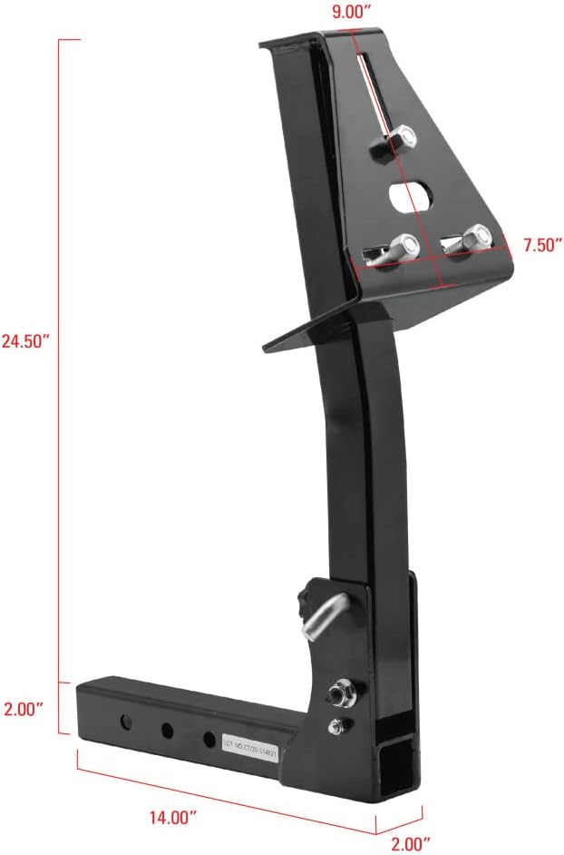 Black Pivoting Fold Down Hitch Mount Spare Tire Carrier G84045
