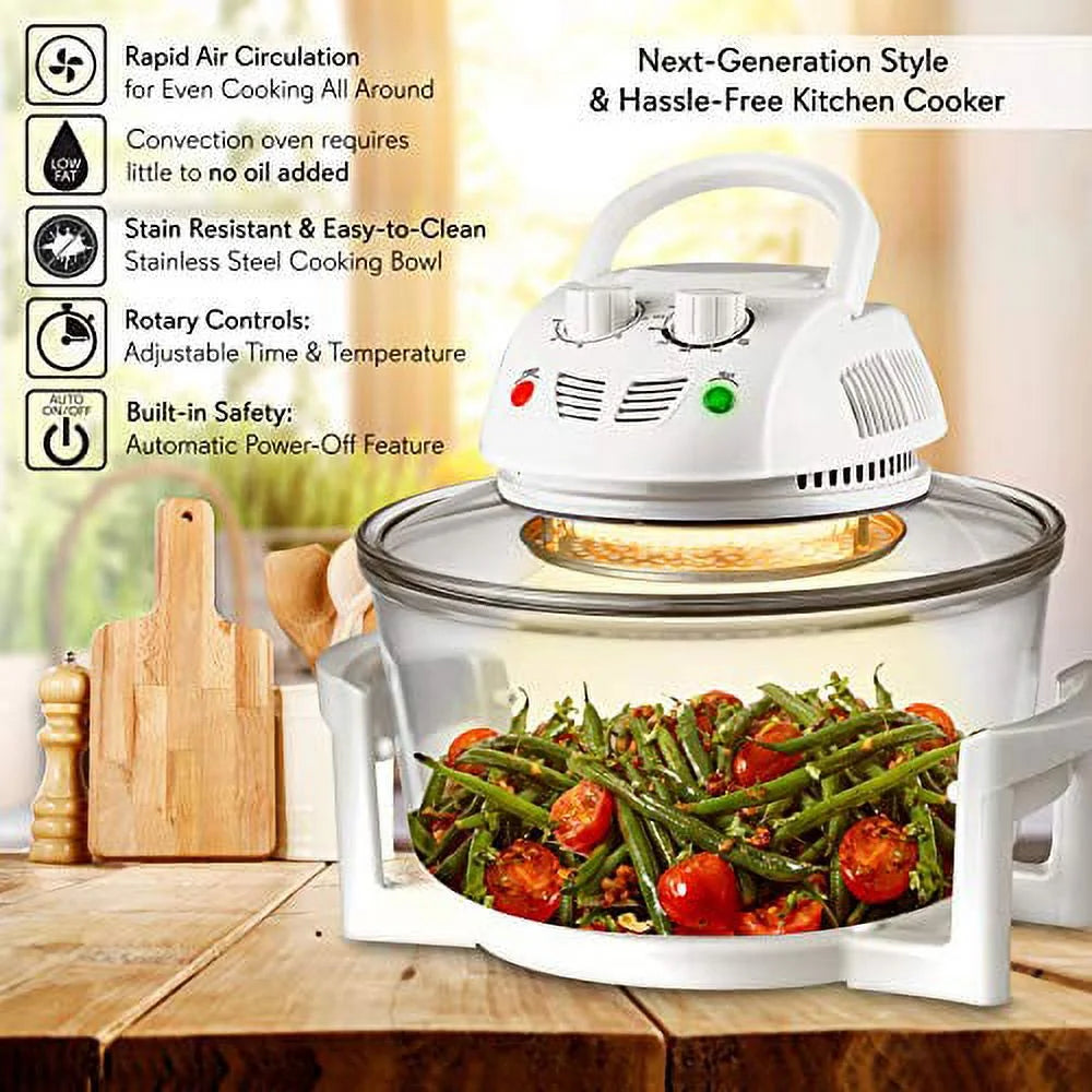 White 13 Quart 1200W Stainless Steel Air Fryer V697