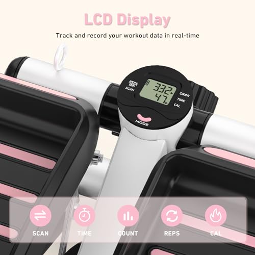 Mini Stepper with Resistance Bands, Hydraulic Fitness Stepper with LCD Monitor S653695