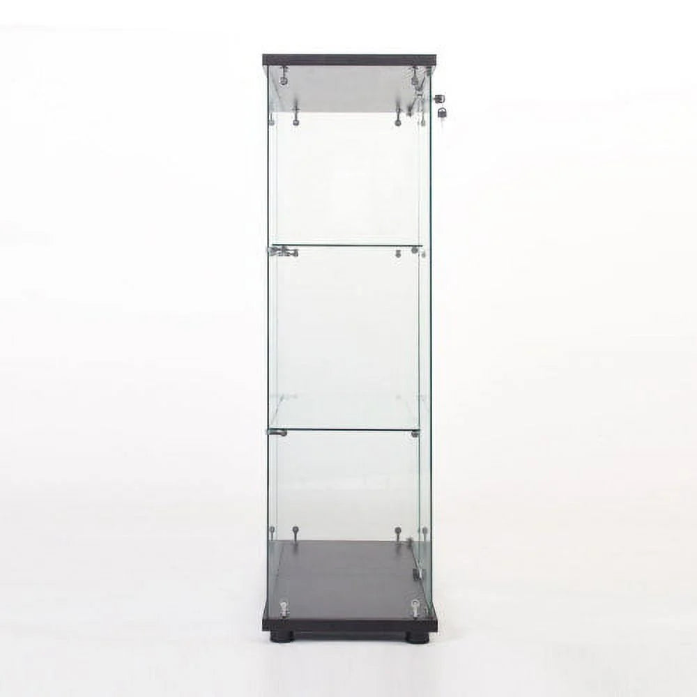 Black Glass Display Cabinet with 3 Shelves Z82848