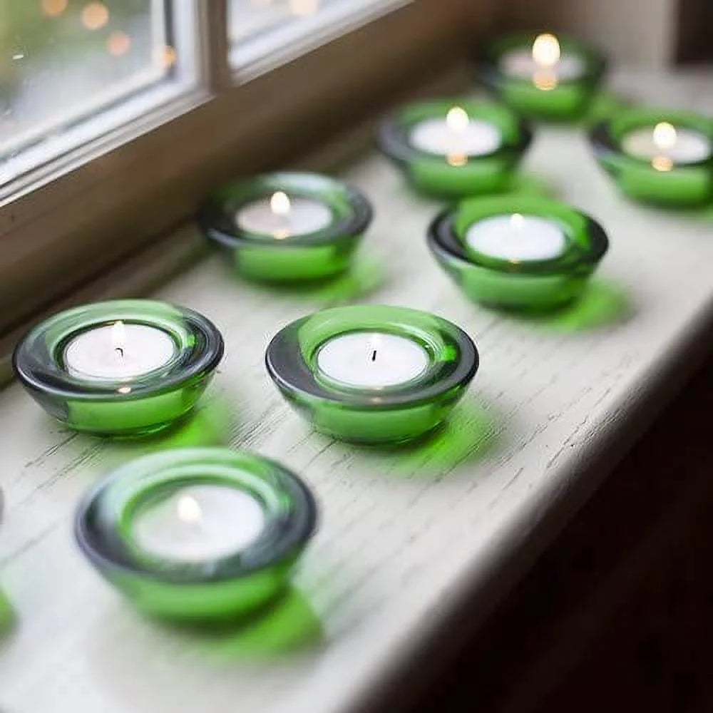 Chunky Tealight Candle Holder Green Set of 12 C696