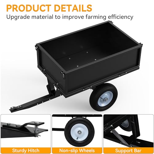 Black Heavy-Duty Tow Behind Dump Cart V9283