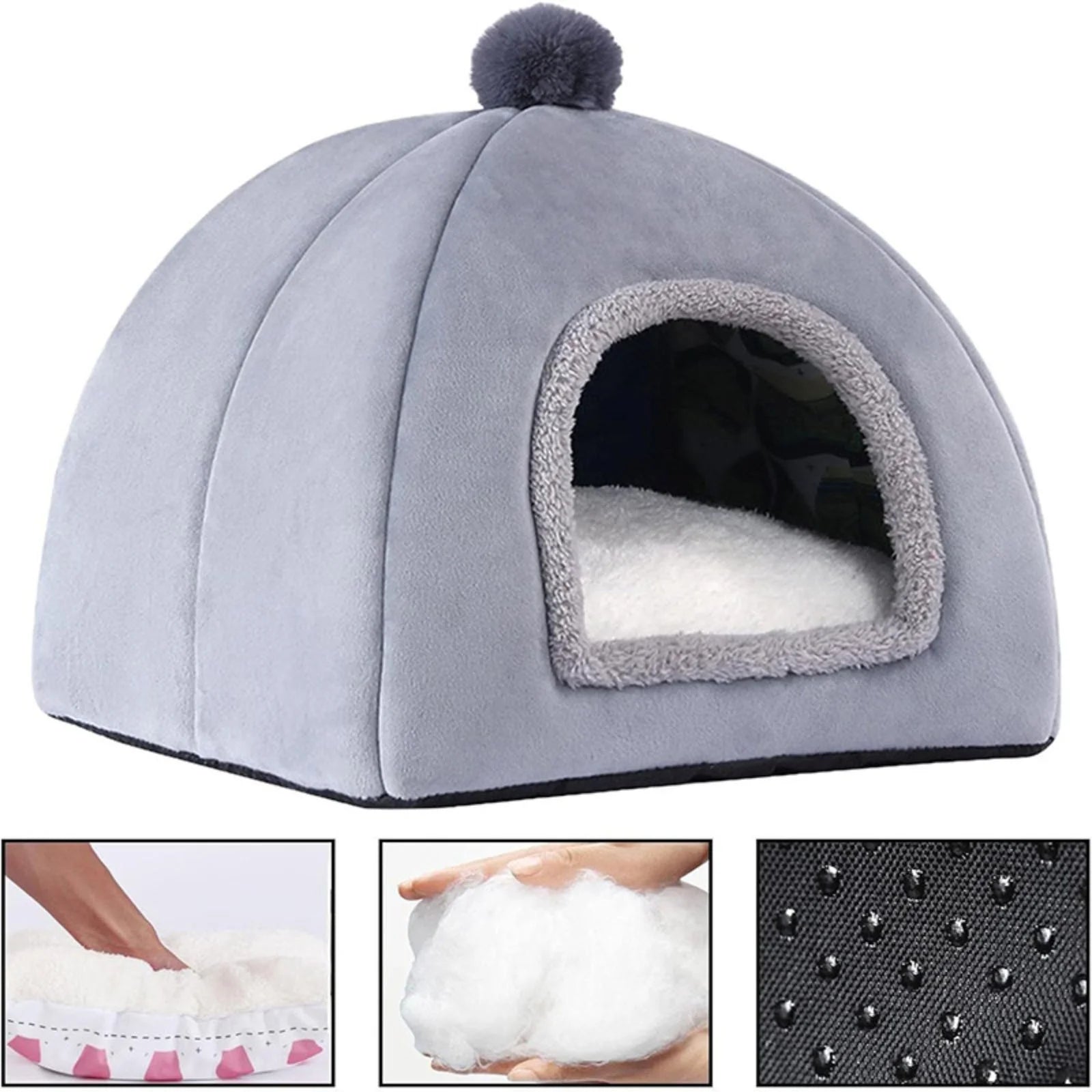 Gray Cotton Cat Bed D854
