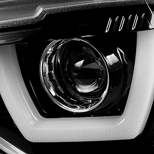 Chrome LED Dual Halo Projector Headlights for 2011-2014 Dodge Charger, Left + Right Pair Headlamps Assembly R80754