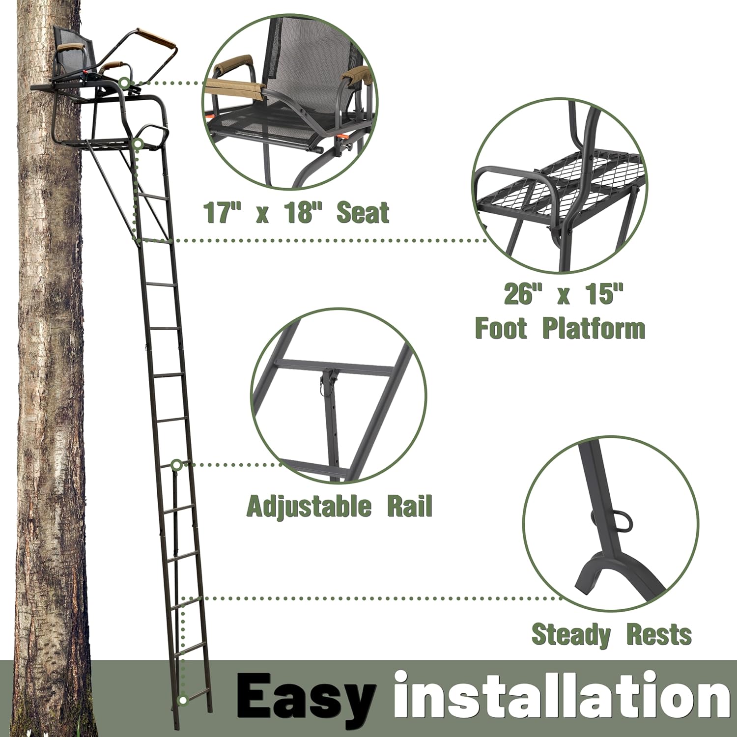 15.5' Steel Ladder Tree Stand K3588
