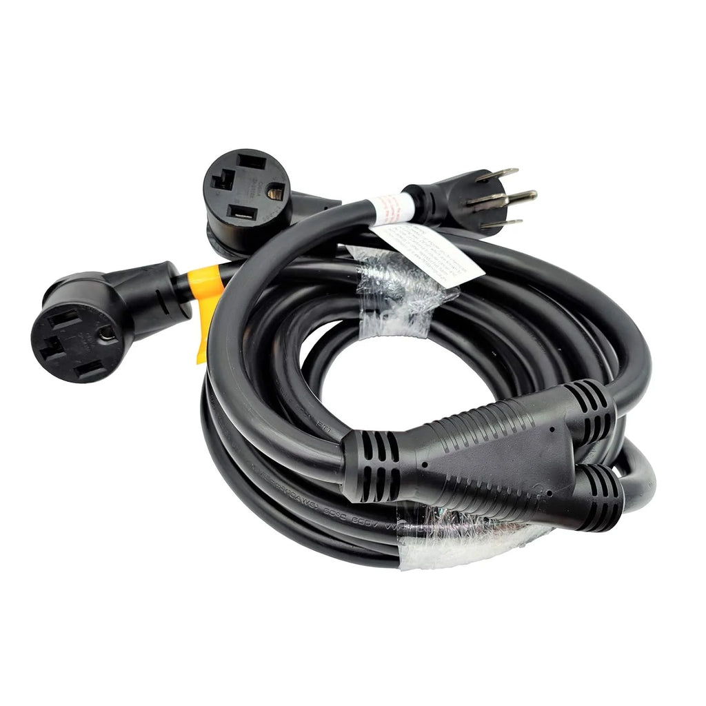 NEMA 14-30 Splitter, 14-30P Male Plug To Dual 14-30R Female Receptacle, 4-Prong 30 AMP Y Adapter Cord (20 Feet) B27507