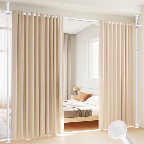 Black Adjustable Floor to Ceiling Tension Rod Room Divider W33649