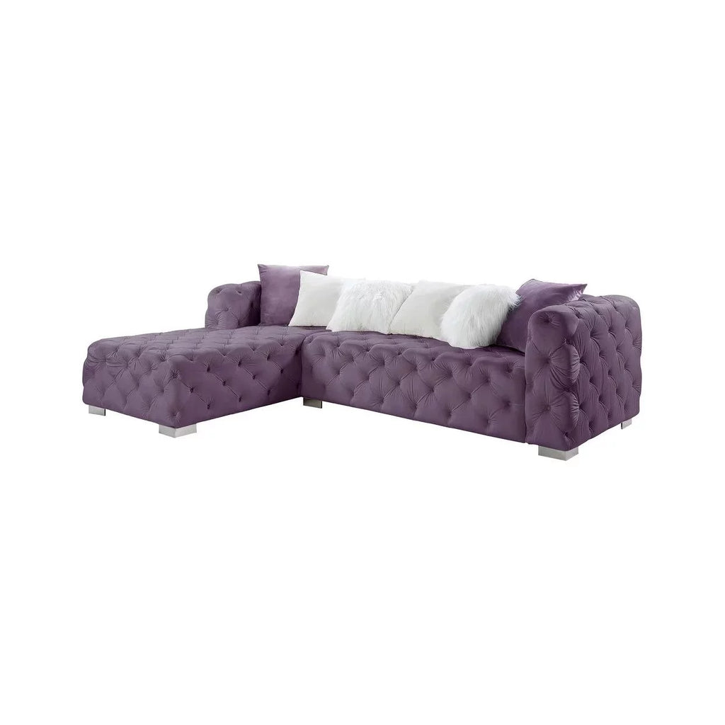Purple Velvet Sectional Sofa L55288