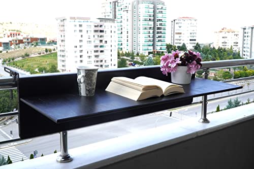 Chestnut Wooden Folding Deck Rail Table (XL: 47.3 x 11.8 inches) Q812