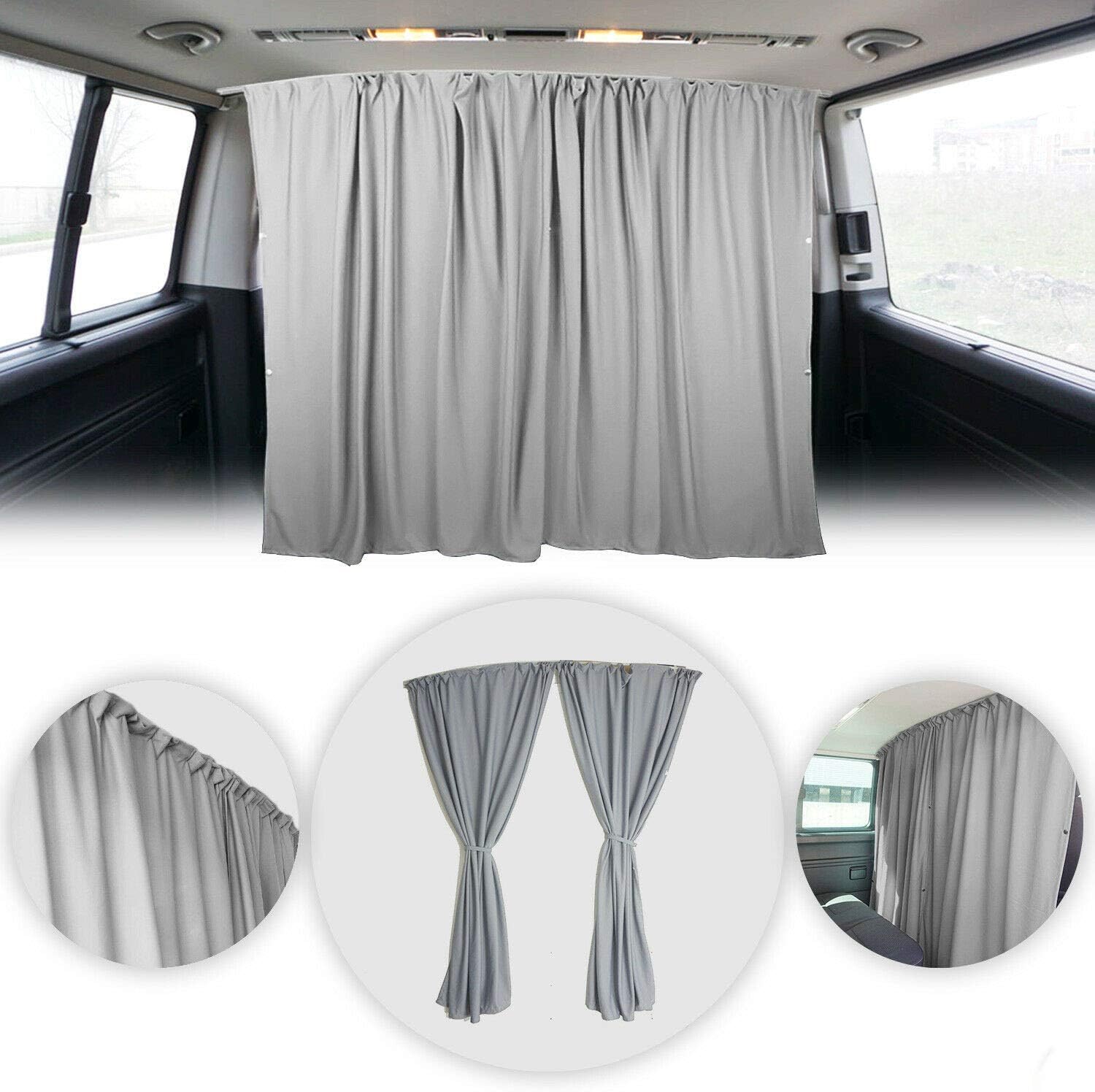 Grey Van Divider Curtains Sunshade Blinds Kit 2 pcs. Curtains 1pcs. Profiles Screws V5243