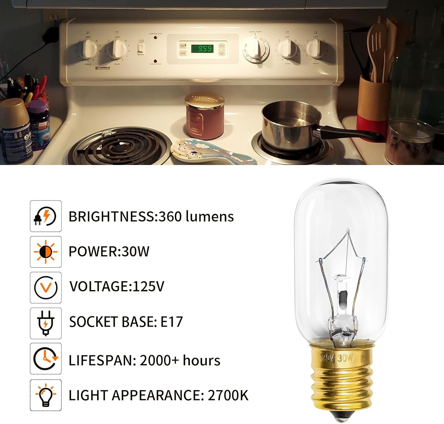 Light Bulb 125V 30W E17 Base G367