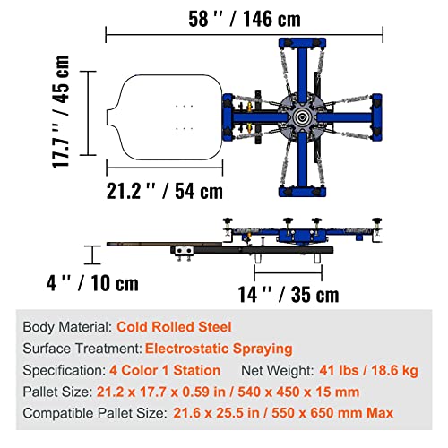 1 Color 1 Station Screen Printing Press, 21.2x17.7in D373