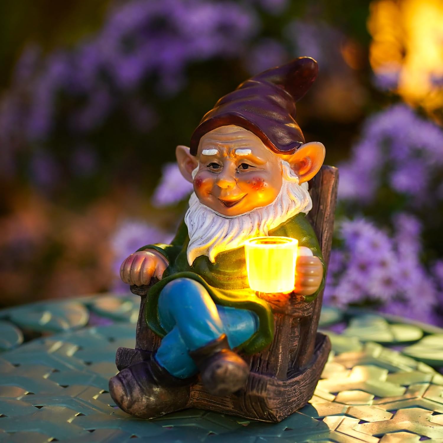 Solar Powered LED Garden Gnome Statue 7" J556077