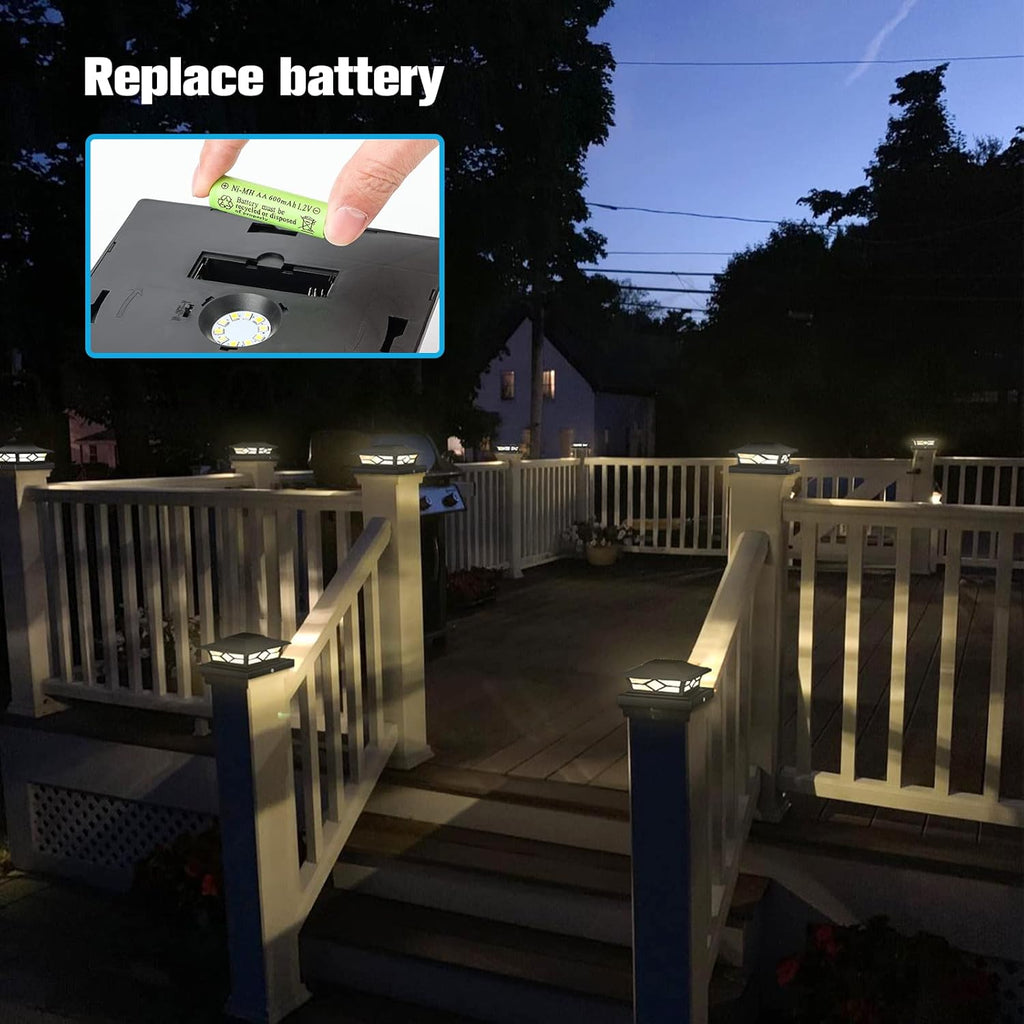 12 Pack White Solar Post Cap Lights and 6 Pack Black Solar Fence Post Cap Lights S9820