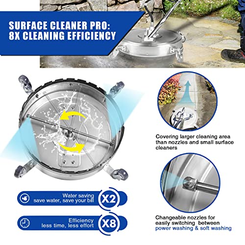 22'' 4500PSI Stainless Steel Surface Cleaner Attachment with Wheels R4191