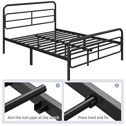 White Metal Twin Bed Frame with Headboard U6195