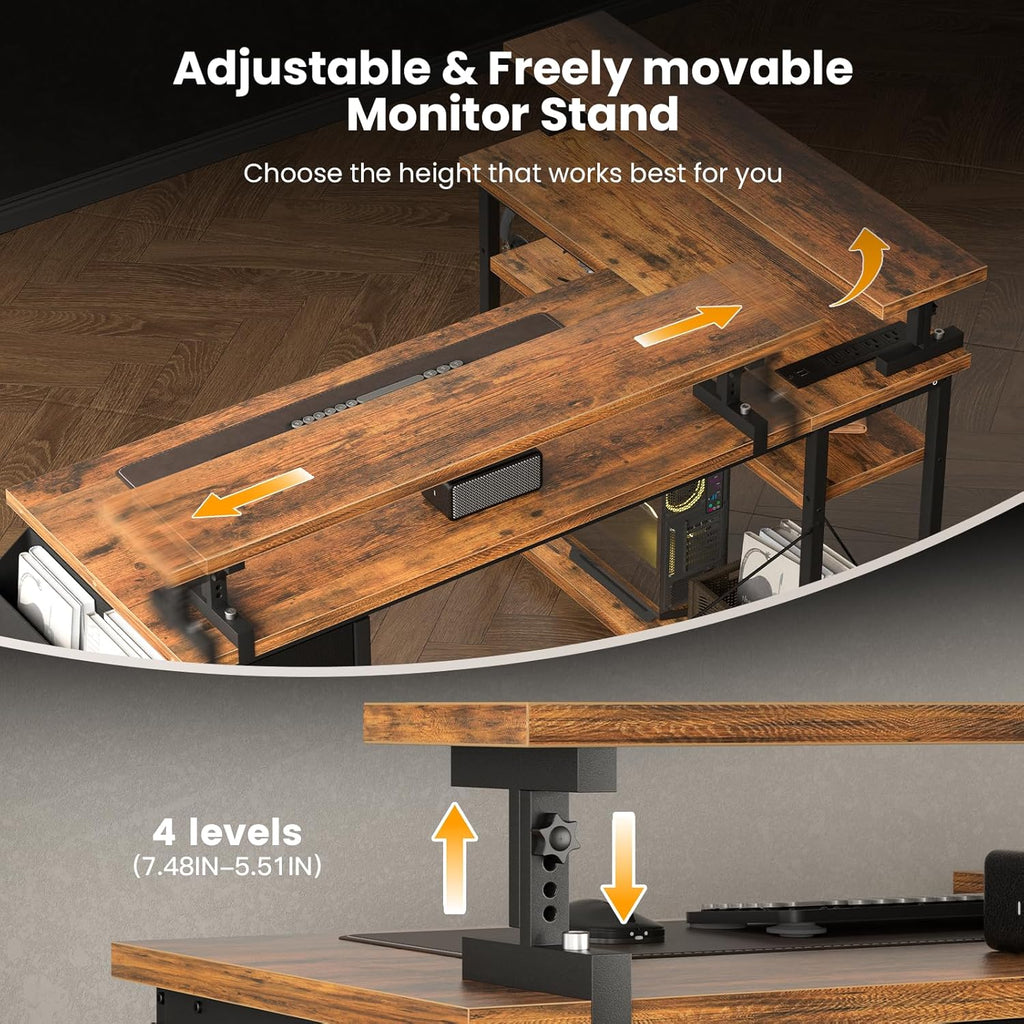 47 Inch L Shaped Computer Desk with RGB Lights Y295340