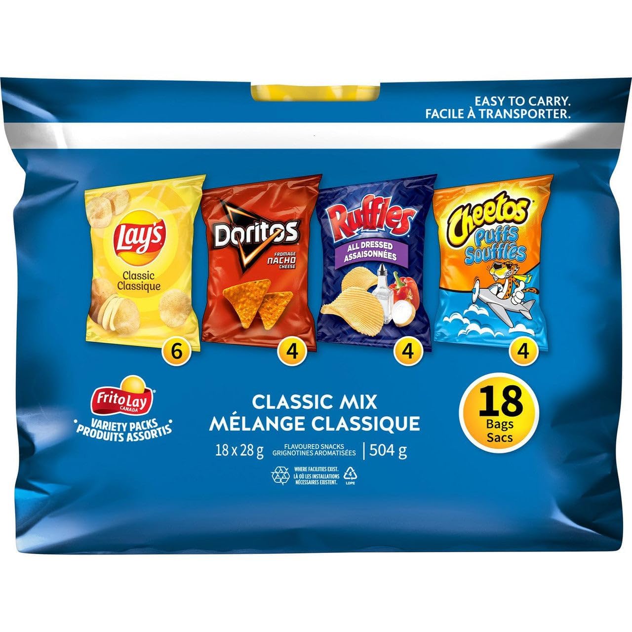 Pack of 4 (18ct x 28g/1 oz.) Variety Chips D44947