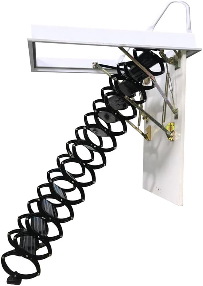 Black Al-Mg Alloy Folding Attic Ladder, 10.5 Ft, 13 Steps D938