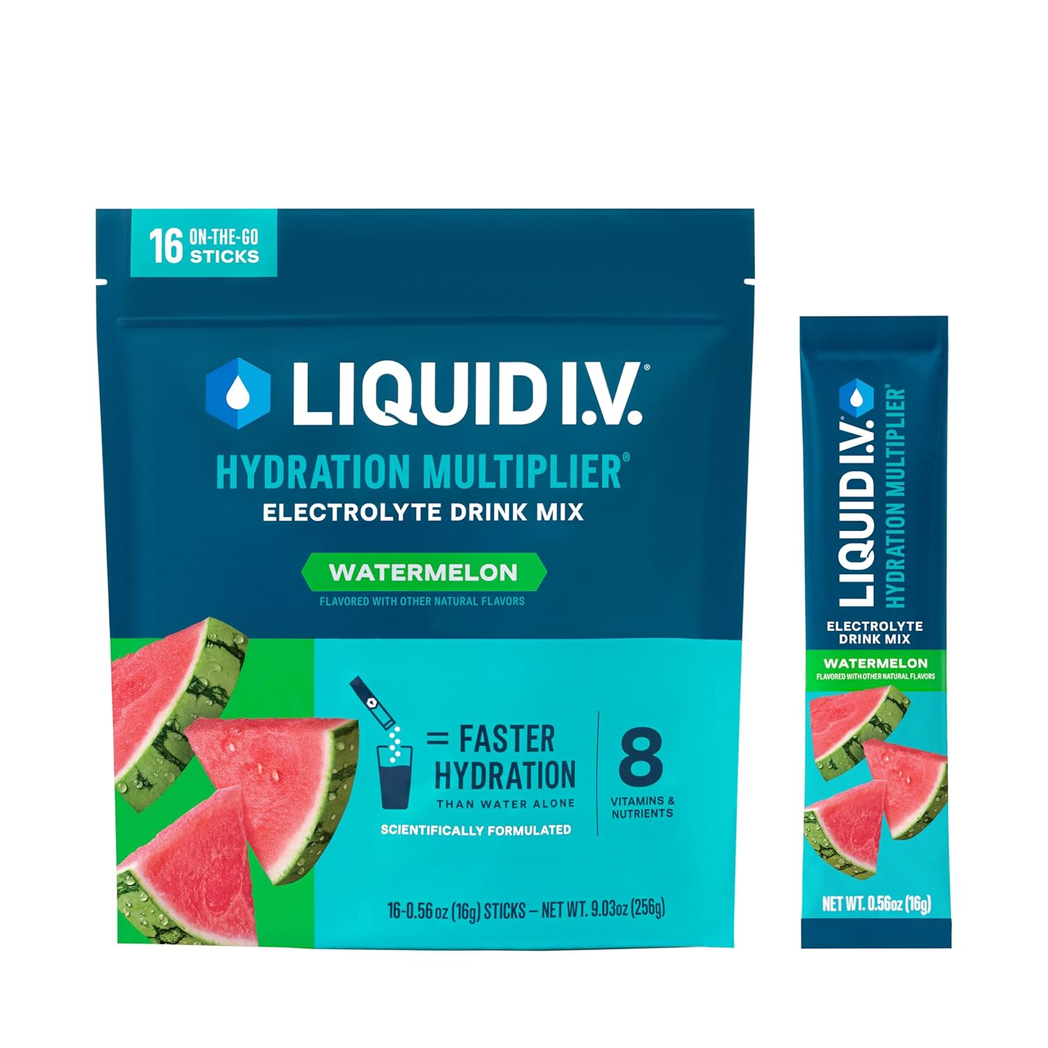 Hydration Powder Packets, Electrolyte Drink Mix, Non-GMO, 16 Servings N585348