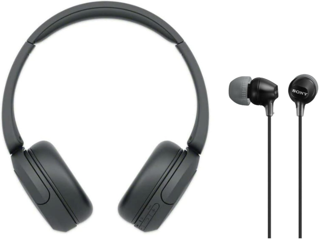 Wireless Bluetooth On-Ear Headphones with Microphone (Black) Bundle In-Ear Earbud Headphones (Black) (2 Items) W3159