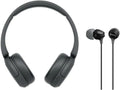Wireless Bluetooth On-Ear Headphones with Microphone (Black) Bundle In-Ear Earbud Headphones (Black) (2 Items) W3159