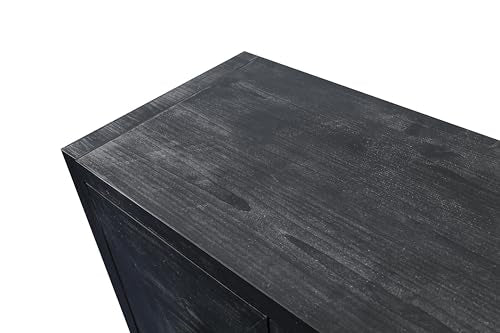 Smoke Blue 60'' Solid Wood Sideboard with 4 Doors and Adjustable Shelves S628504