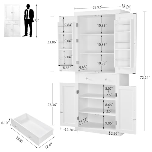 White 6 Door 1 Drawer Pantry Cabinet I559