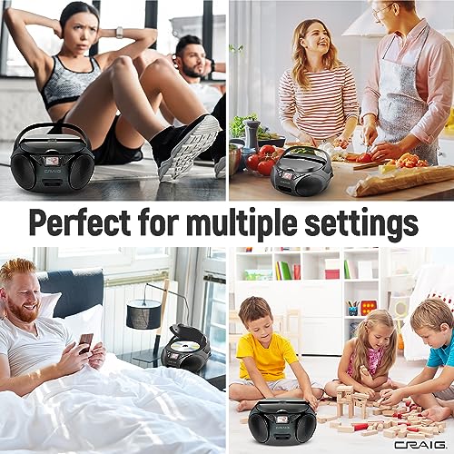 Portable Top-Loading Stereo CD Boombox with AM/FM Radio Bluetooth Q486