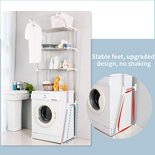 3-Tier Laundry Room Shelf with Clothes Hanging Rod F4017