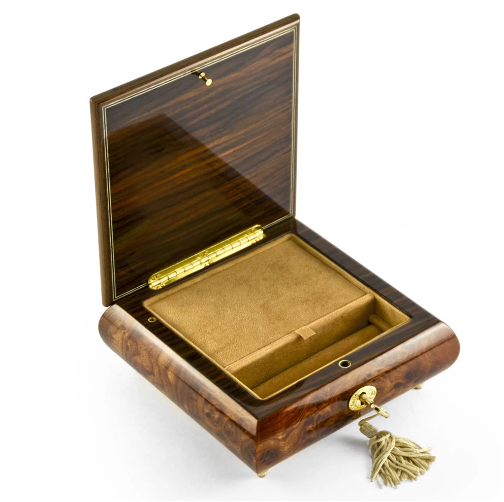 30 Note Floral Inlay Music Box with Lock and Key N220731