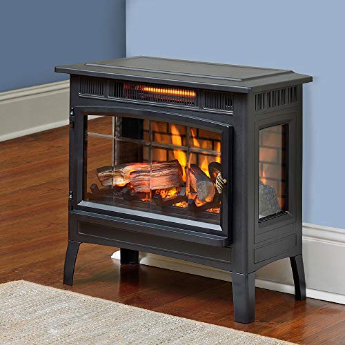 Black 3D Infrared Electric Fireplace Stove with Remote Control W177192