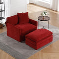 Blue Chenille Oversized Accent Chair with Ottoman Q994220