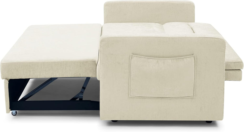 Beige Velvet 3 in 1 Convertible Sleeper Sofa P798