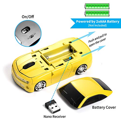 Red Wireless Sports Car Shaped Mouse with LED Headlights E149