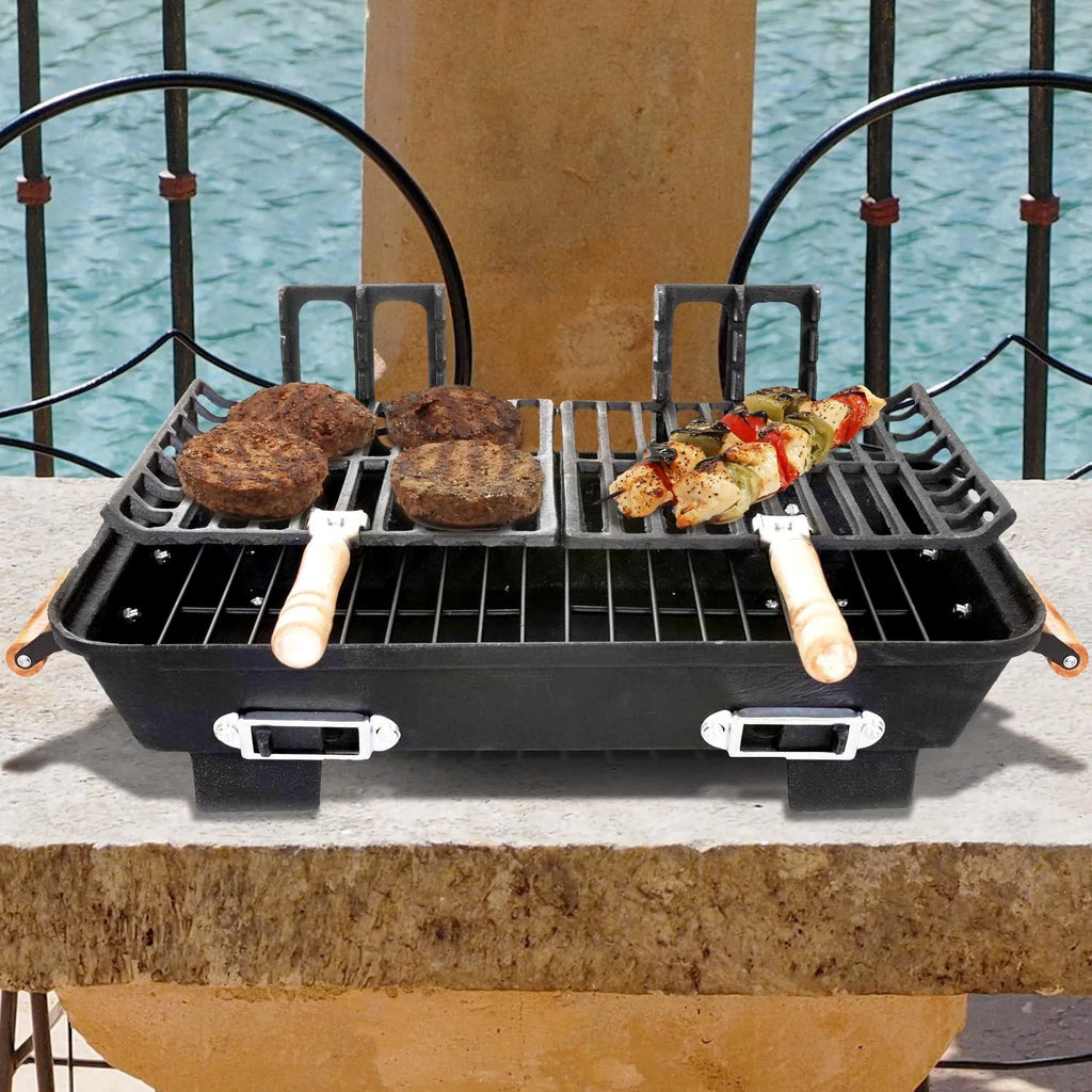 Cast Iron Hibachi Tabletop Charcoal BBQ Grill D689