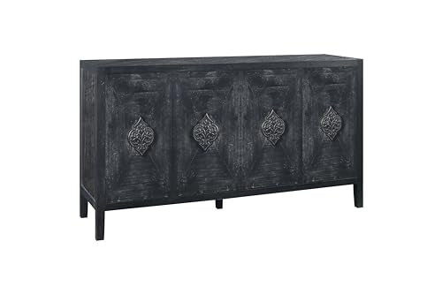 Smoke Blue 60'' Solid Wood Sideboard with 4 Doors and Adjustable Shelves S628504