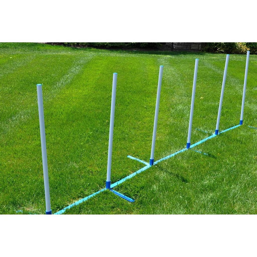 Agility Weave Poles Adjustable 6 Pole Set with Carrying Case and Grass Stakes K7097