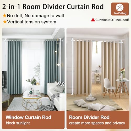Black Adjustable Floor to Ceiling Tension Rod Room Divider W33649