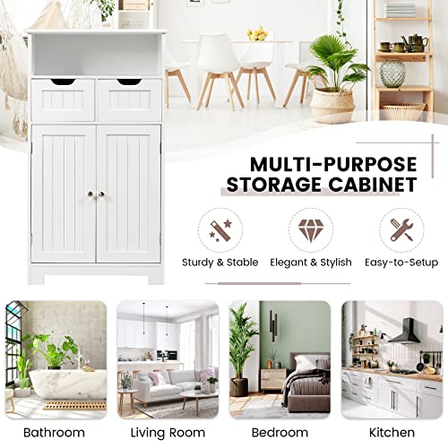 Black Bathroom Floor Cabinet with 2 Removable Drawers, 2 Doors & Adjustable Shelf I67282