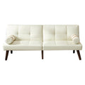 White Linen Convertible Sofa Bed with Adjustable Backrests M57833
