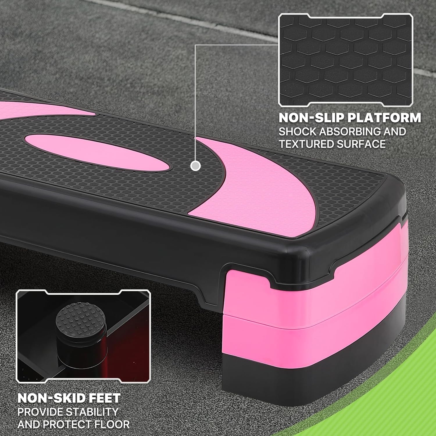 Pink Adjustable Workout Step Platform with Risers F955881