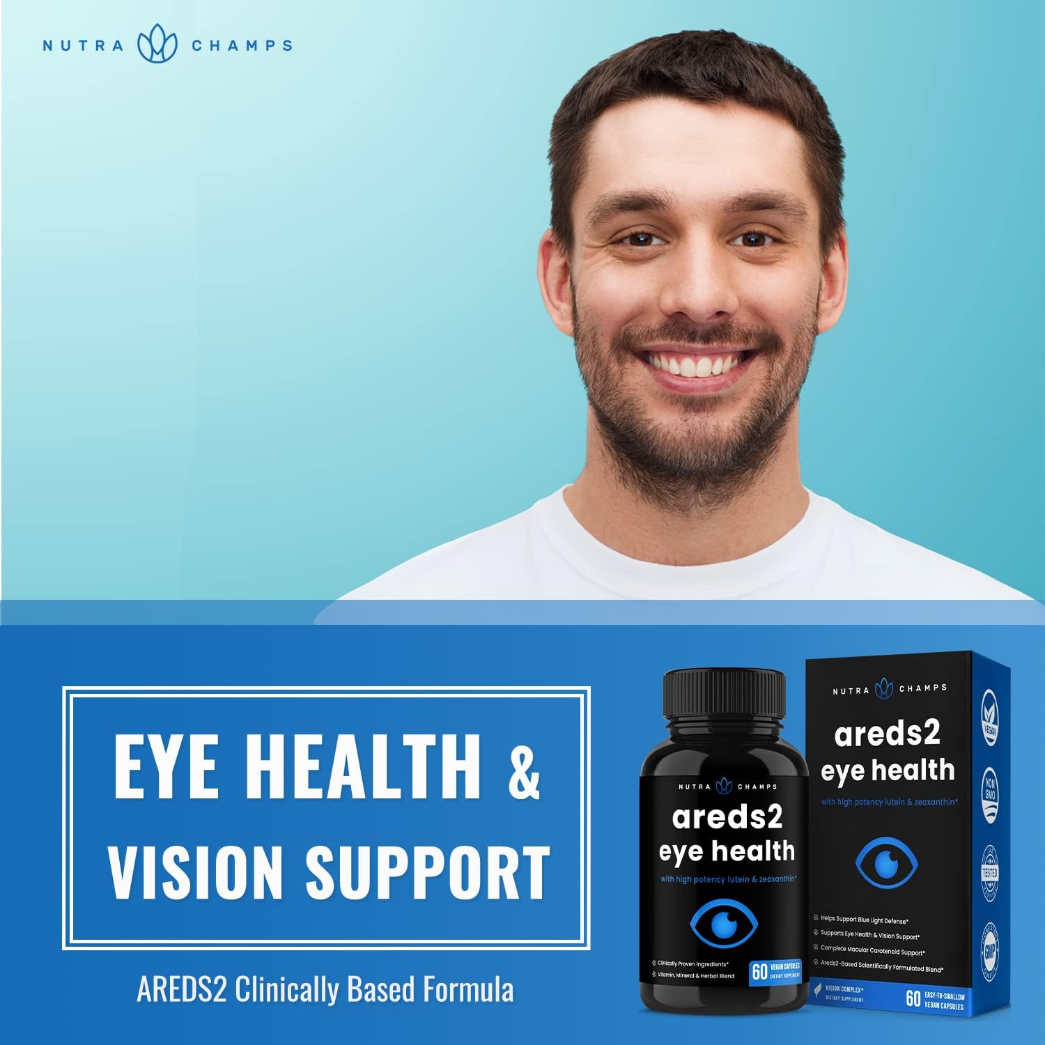 60 Capsules Eye Support Vitamins with Lutein, Zeaxanthin & Bilberry Y265098