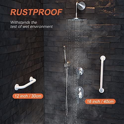 2 Pack 24 Inch Anti-Slip Shower Grab Bars with Rubber Grip Chrome Stainless Steel Bathroom Wall Mount Grab Bar Handle E767861