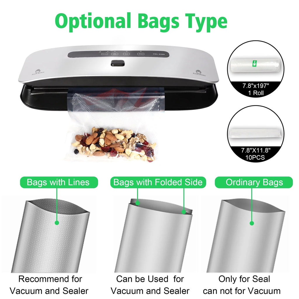 Compact Vacuum Sealer Machine Starter Kit with 10 Bags 1 Roll 1 Sealing Ring B49454