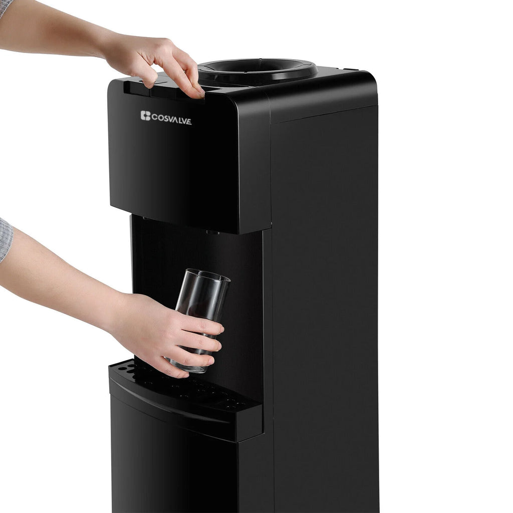 5 Gallon Hot Cold Water Dispenser Top Loading with Child Safety Lock Black D942544