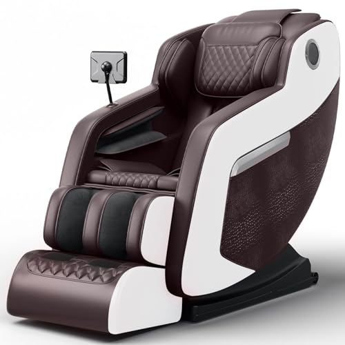 Brown White Full Body Zero Gravity Massage Recliner Chair with Hip Heat H808