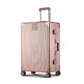 Aluminum Frame Hardside Luggage with Spinner Wheels and TSA Lock, 26 inch, Rose Gold+White R22117